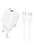 СЗУ Borofone BN27 Fuente PD20W+QC3.0 (1USB-A/1C) + кабель Type-C to Type-C White