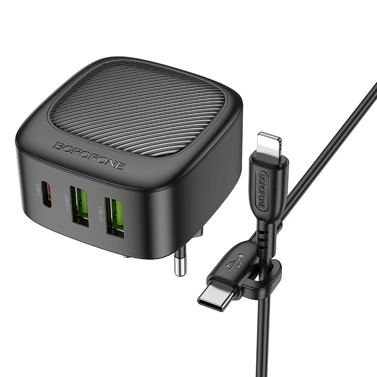 СЗУ Borofone BAS23A Lucky PD30W (1C2A) + Type-C to Lightning Black