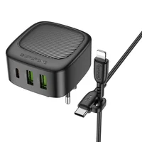 СЗУ Borofone BAS23A Lucky PD30W (1C2A) + Type-C to Lightning Black