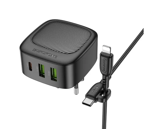 СЗУ Borofone BAS23A Lucky PD30W (1C2A) + Type-C to Lightning Black
