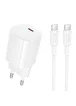 СЗУ Borofone BA103A Pudding PD20W (1USB-C) + кабель Type-C to Type-C White