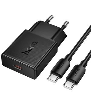 СЗУ Hoco N72 Speed ultra-thin PD20W (1USB-C) + кабель Type-C to Type-C Black