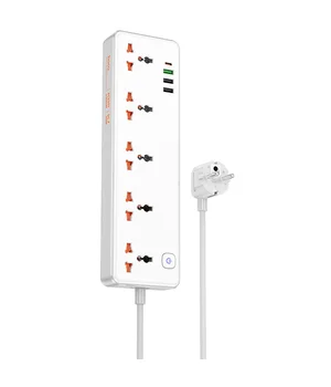 Подовжувач Hoco AC14A Rico PD30W (3USB-A/1C/5xSocket) (1.5m) White