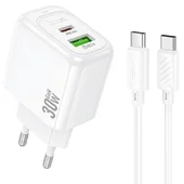 СЗУ Hoco CS55A Surplus PD30W+QC3.0 (1USB-A/1C) + Type-C to Type-C White