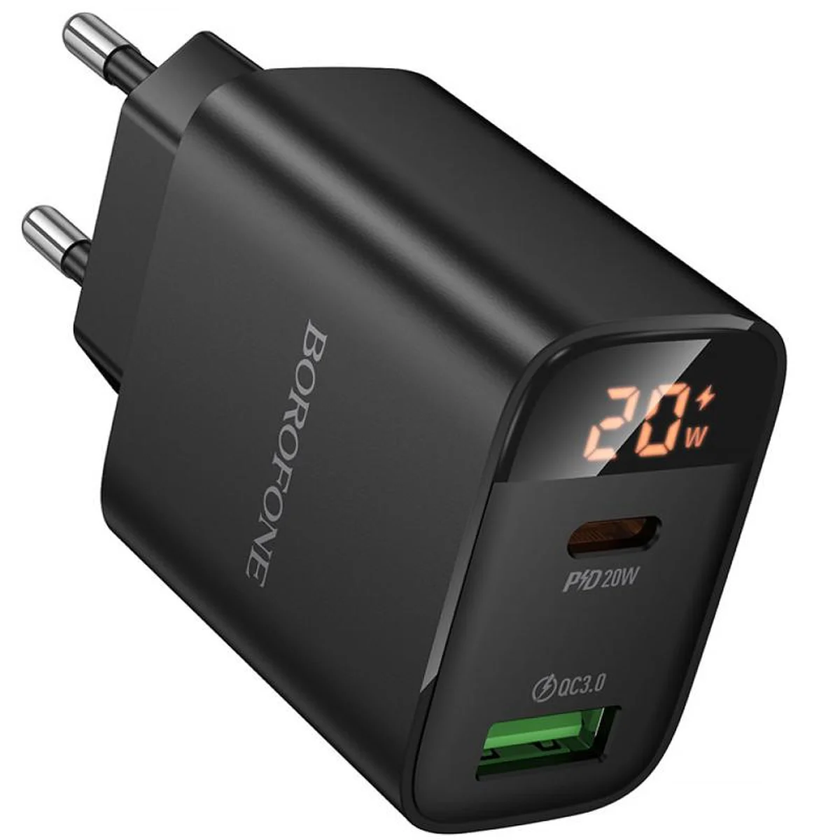 СЗУ Borofone BA96A Ilustre with digital display PD20W+QC3.0 (1USB-A/1C) Black