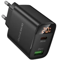 СЗУ Borofone BA96A Ilustre with digital display PD20W+QC3.0 (1USB-A/1C) Black
