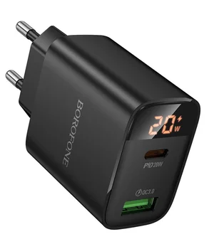 СЗУ Borofone BA96A Ilustre with digital display PD20W+QC3.0 (1USB-A/1C) Black