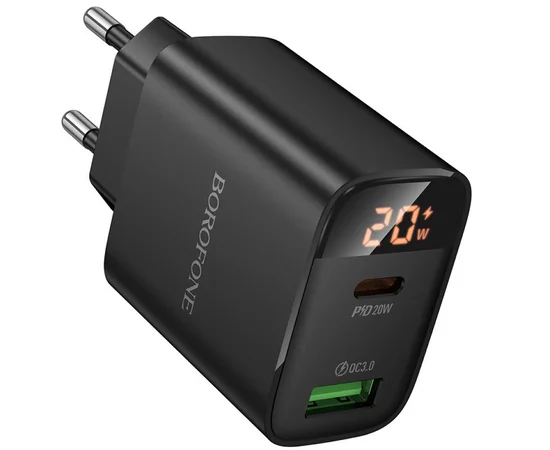 СЗУ Borofone BA96A Ilustre with digital display PD20W+QC3.0 (1USB-A/1C) Black