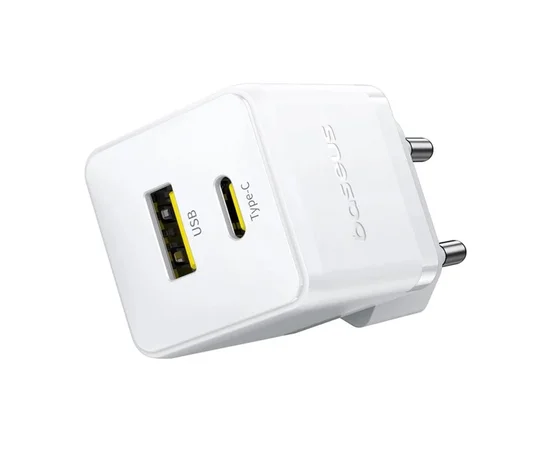 СЗУ Baseus Palm Fast Charger 20W (1USB-A/1C) + кабель Type-C to Type-C (P10111608) Moon White