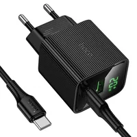 СЗУ Hoco CS83A Excellent with digital display PD20W+QC3.0 (1USB-A/1C) + кабель Type-C to Type-C Black