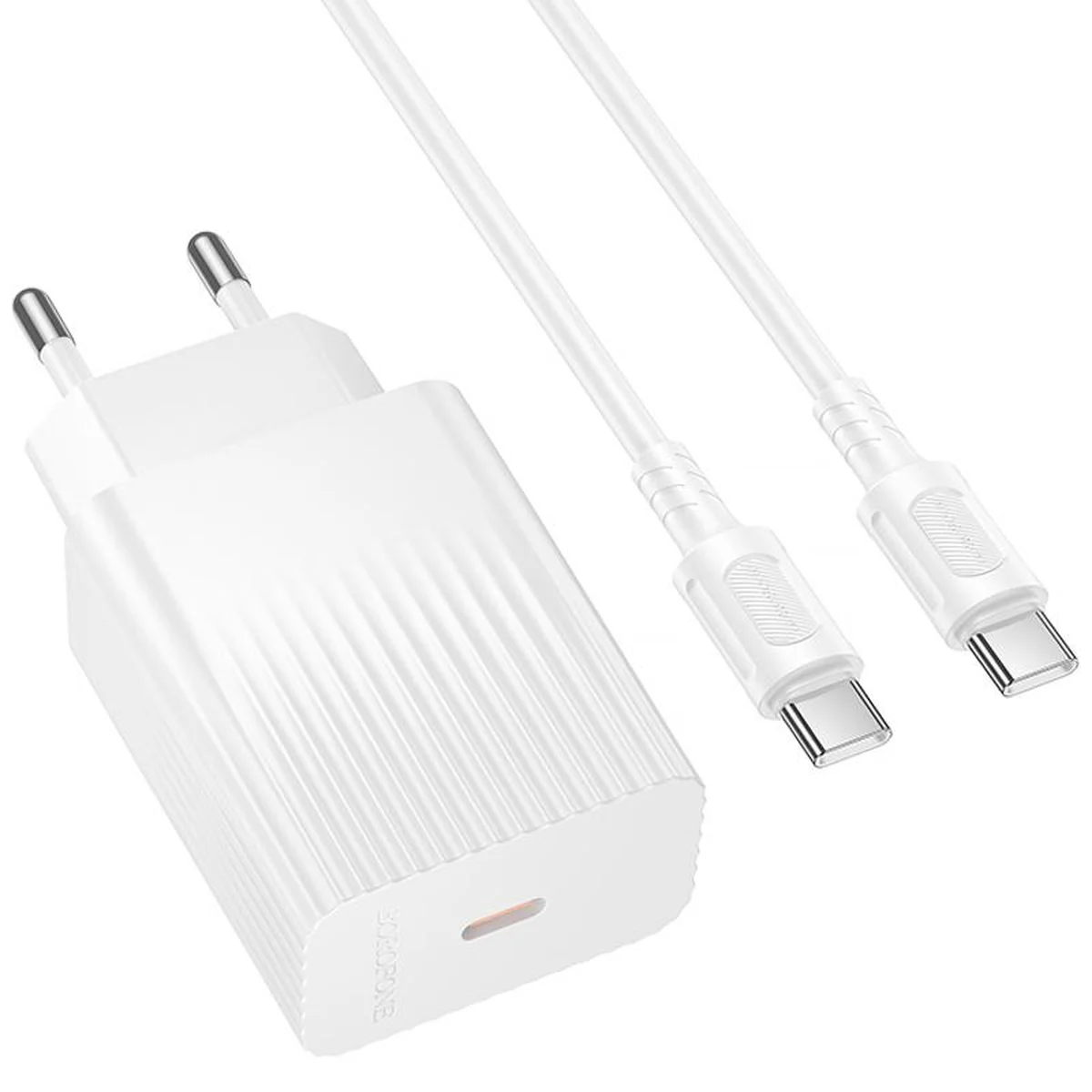 СЗУ Borofone BAS75A Source PD30W (1USB-C) + кабель Type-C to Type-C White