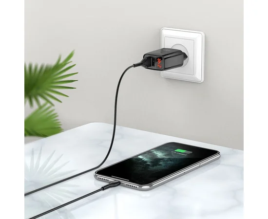 СЗУ Hoco C86A Balance 2.4A (2USB-A) + кабель USB to MicroUSB Черный