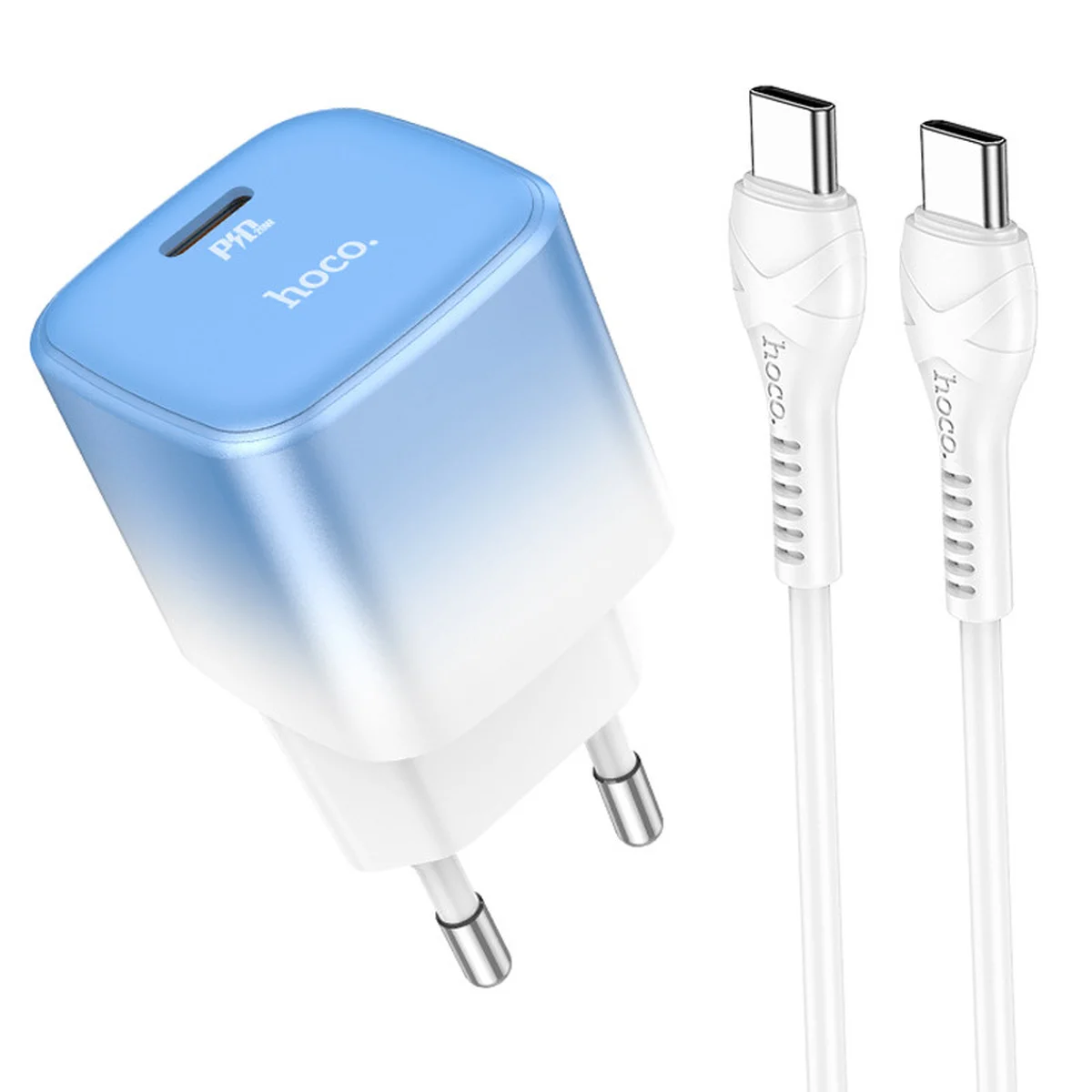 СЗУ HOCO C101A PD20W (1C) + Type-C to Type-C Ice Blue