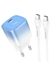 СЗУ HOCO C101A PD20W (1C) + Type-C to Type-C Ice Blue