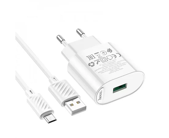 СЗУ HOCO C109A Fighter QC3.0 + MicroUSB White