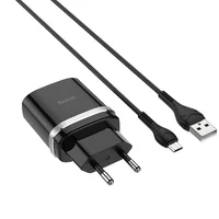 СЗУ Hoco C12Q Smart QC3.0 3A (1USB-A) + кабель USB to MicroUSB Черный
