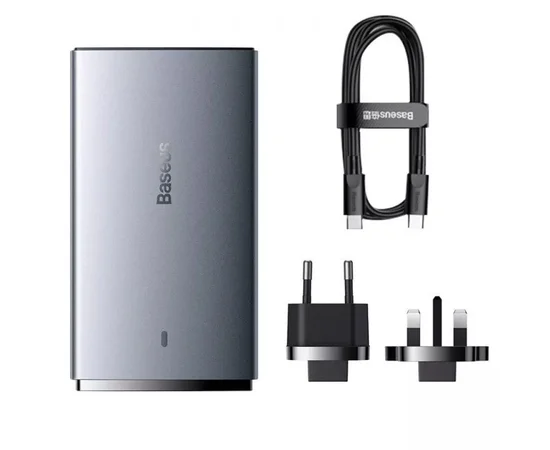 СЗУ Baseus GaN5 Pro Ultra-Slim 65W Type-C+USB + Type-C to Type-C 100W (1m) (CCGP15011) Gray