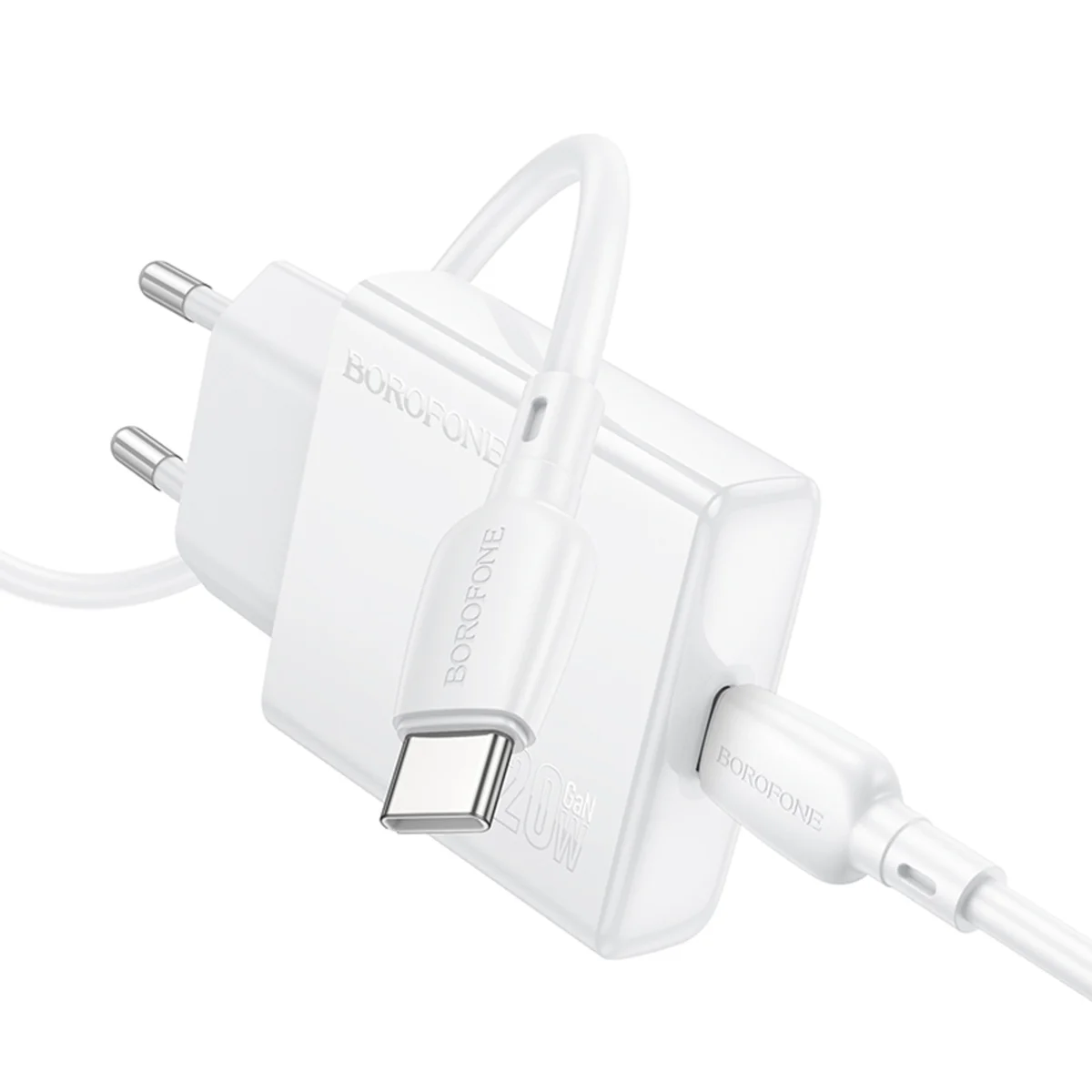 СЗУ Borofone BN23 Wish PD20W (1USB-C) + кабель Type-C to Type-C White