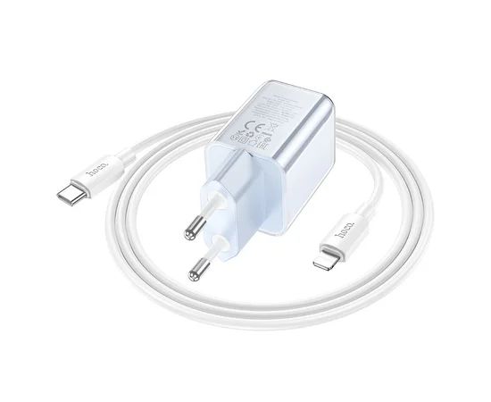 СЗУ Hoco N47 Glorious PD30W (1USB-C) + кабель Type-C to Lightning Blue