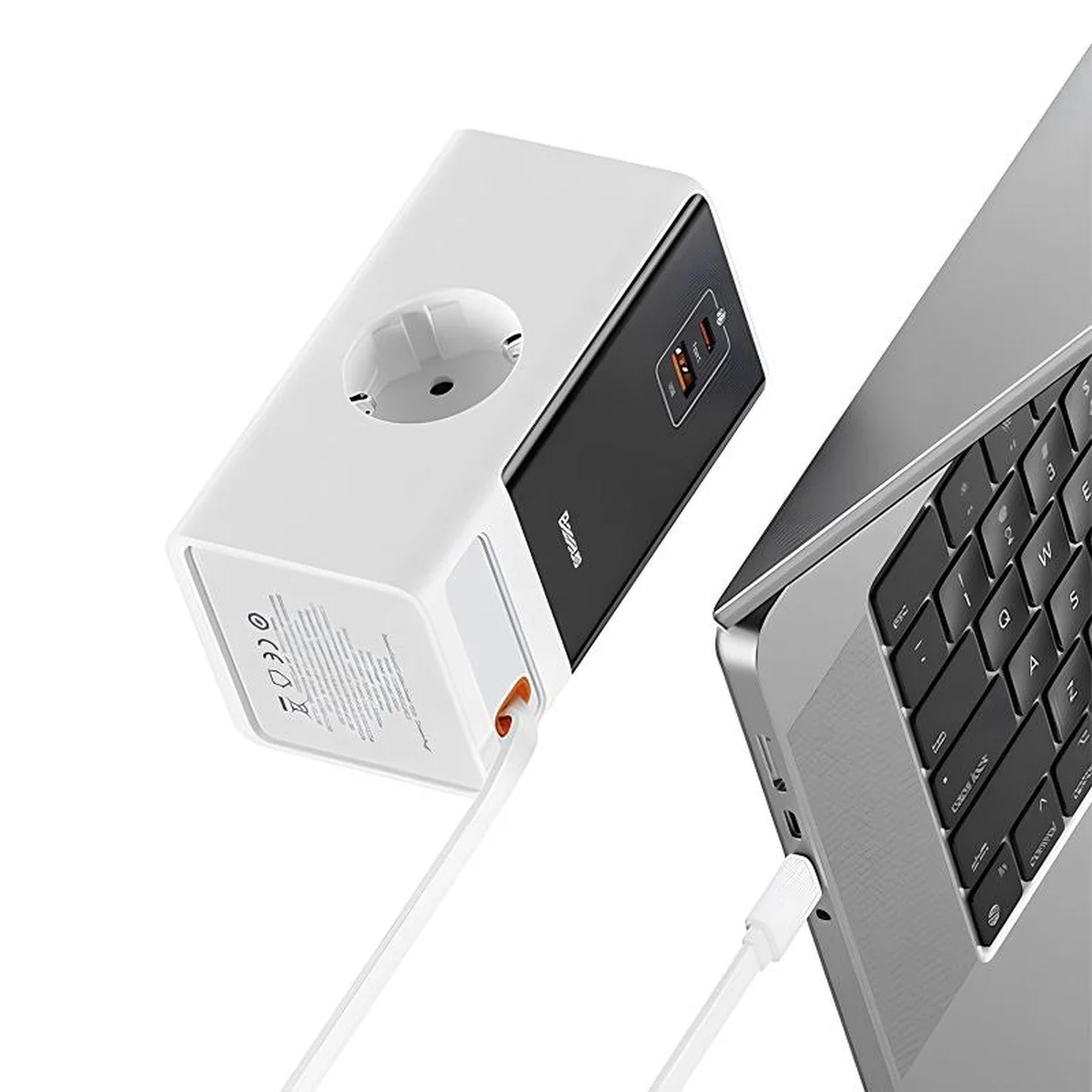 СЗУ Baseus OS PowerCombo Digital PowerStrip+Retractable-C 65W (1USB-A/1C/2Socket) (1.5m) (PSLR000) Glacier White