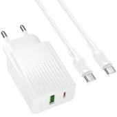 СЗУ Borofone BAS76A Source PD30W+QC3.0 (1USB-A/1C) + кабель Type-C to Type-C White