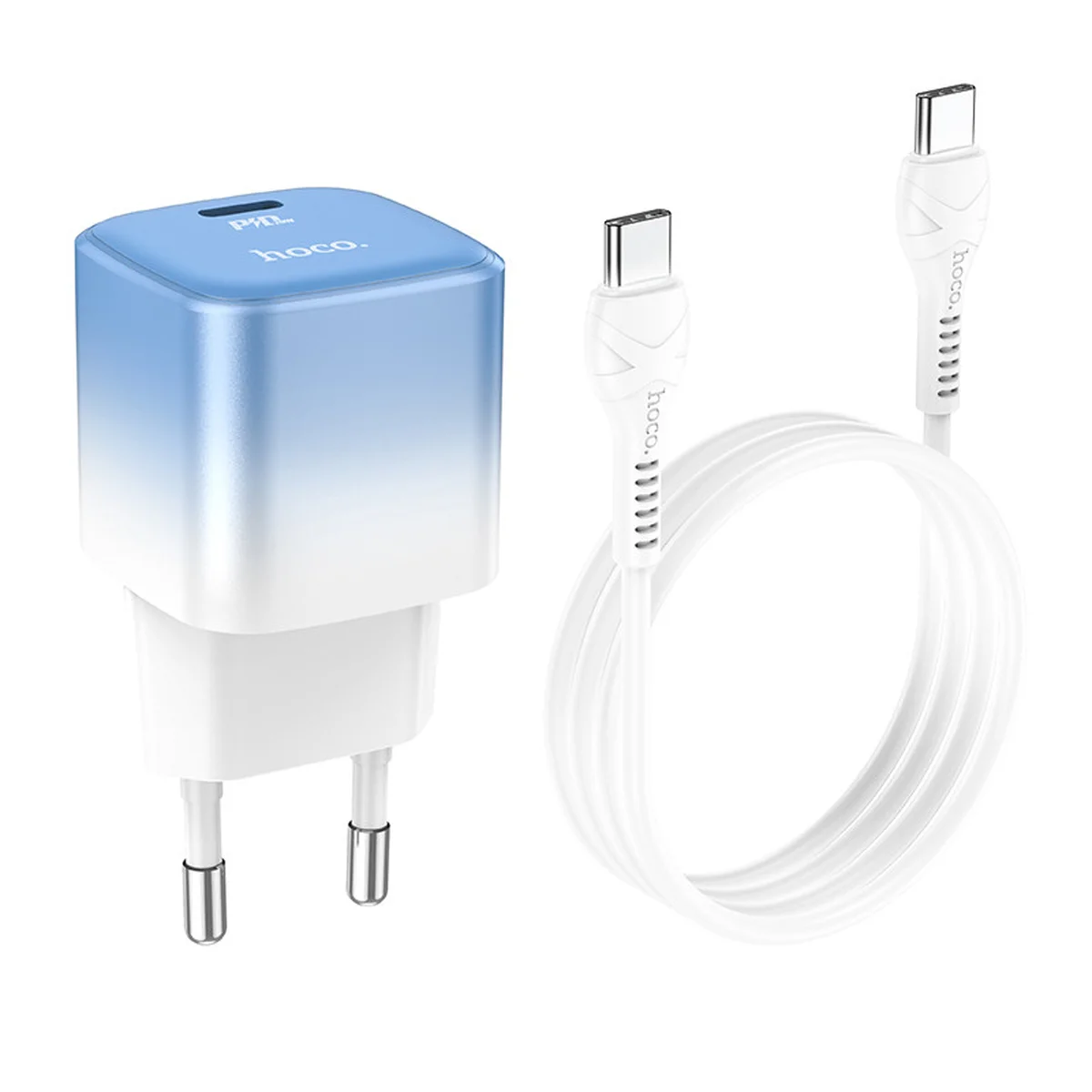 СЗУ HOCO C101A PD20W (1C) + Type-C to Type-C Ice Blue