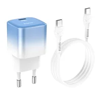 СЗУ HOCO C101A PD20W (1C) + Type-C to Type-C Ice Blue