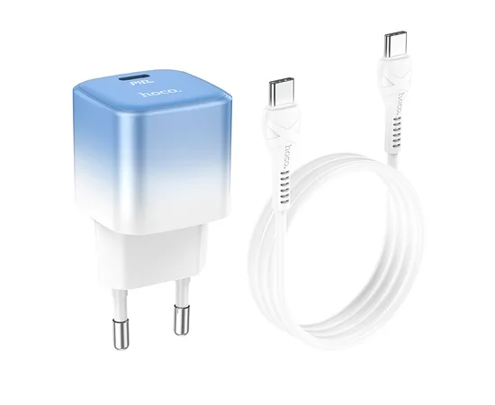 СЗУ HOCO C101A PD20W (1C) + Type-C to Type-C Ice Blue