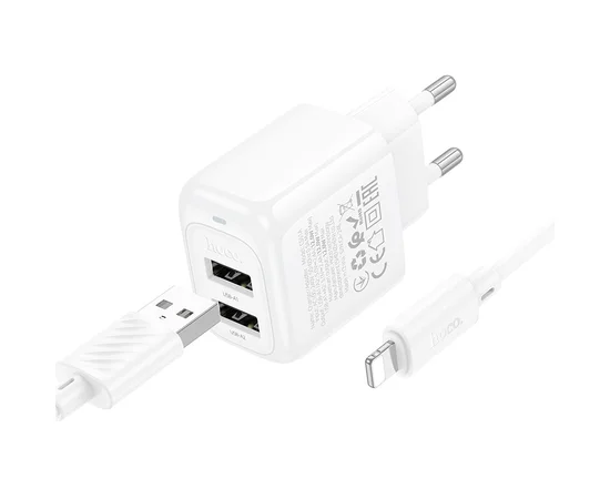 СЗУ Hoco CS51A Surplus (2USB-A) + кабель USB to Lightning White