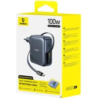 СЗУ Baseus EnerCore CJ11 PD100W+QC3.0 with retractable cable (1USB-A/2C) (E0120M) Cluster Black