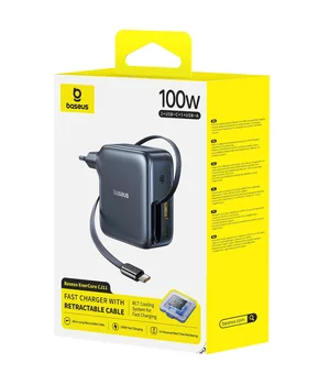 СЗУ Baseus EnerCore CJ11 PD100W+QC3.0 with retractable cable (1USB-A/2C) (E0120M) Cluster Black