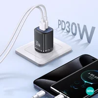 СЗУ Usams US-CC254 GaN HC Ser. 30W (1USB-A/1C) Black