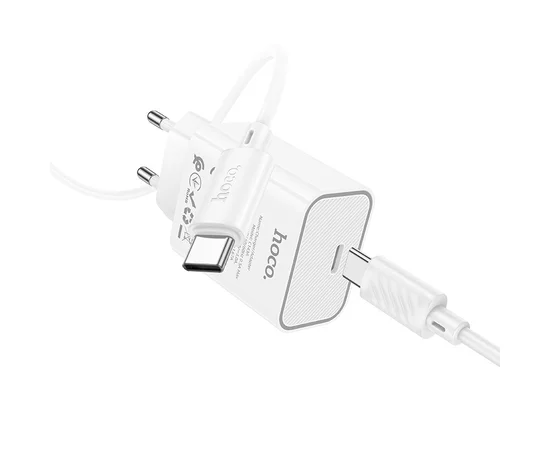 СЗУ Hoco C143A Benefit PD20W (1USB-C) + кабель Type-C to Type-C White