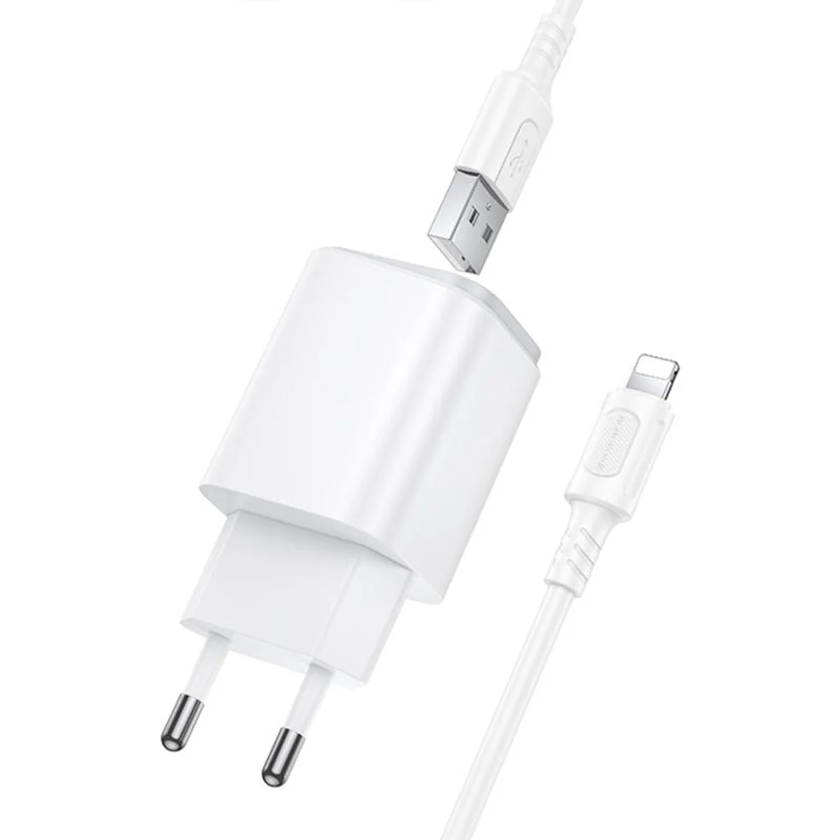 СЗУ Borofone BAS81A Star 10.5W (2USB-A) + кабель USB to Lightning White