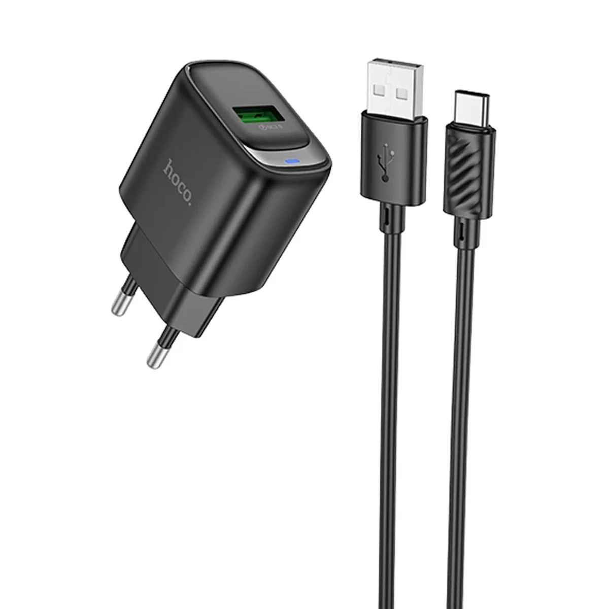 СЗУ Hoco C140A Smart QC3.0 (1USB/3A) + Type-C Black