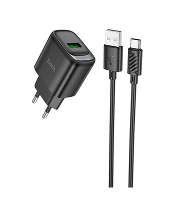 СЗУ Hoco C140A Smart QC3.0 (1USB/3A) + Type-C Black