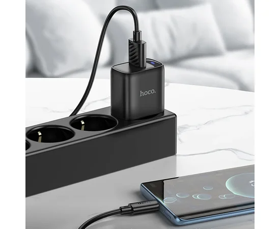 СЗУ Hoco C140A Smart QC3.0 (1USB/3A) + Type-C Black