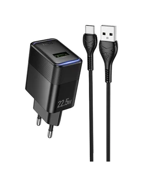 СЗУ Hoco CS111A Lounge PD22.5W (1USB-C) + кабель USB для Type-C Black