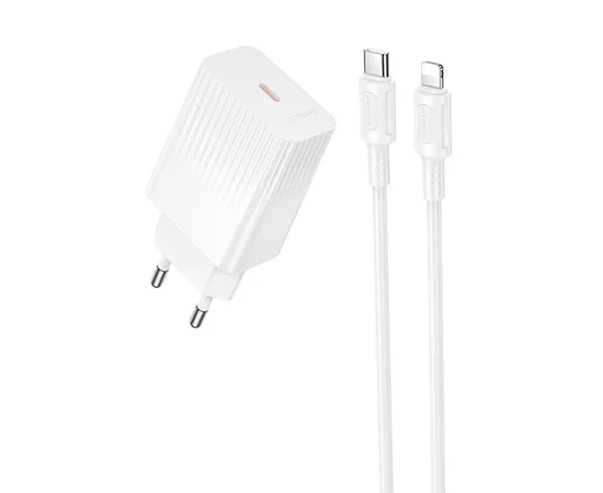 СЗУ Borofone BAS73A Source PD20W (1USB-C) + кабель Type-C to Lightning White
