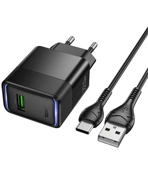 СЗУ Hoco CS111A Lounge PD22.5W (1USB-C) + кабель USB для Type-C Black