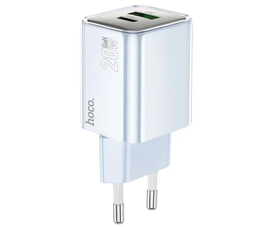 СЗУ Hoco N46 Glorious PD20W+QC3.0 (1USB-A/1C) Blue