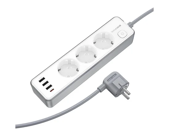 Удлинитель Borofone BAC9 Power PD20W (3USB-A/1C/3xSocket) (2m) White