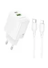 СЗУ Borofone BN29 Fuente PD30W+QC3.0 (1USB-A/1C) + кабель Type-C to Lightning White