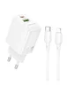 СЗУ Borofone BN29 Fuente PD30W+QC3.0 (1USB-A/1C) + кабель Type-C to Lightning White