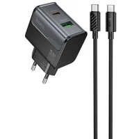 СЗУ Hoco CS73A Star Speed PD30W+QC3.0 (1USB-A/1C) + кабель Type-C to Type-C Midnight Black