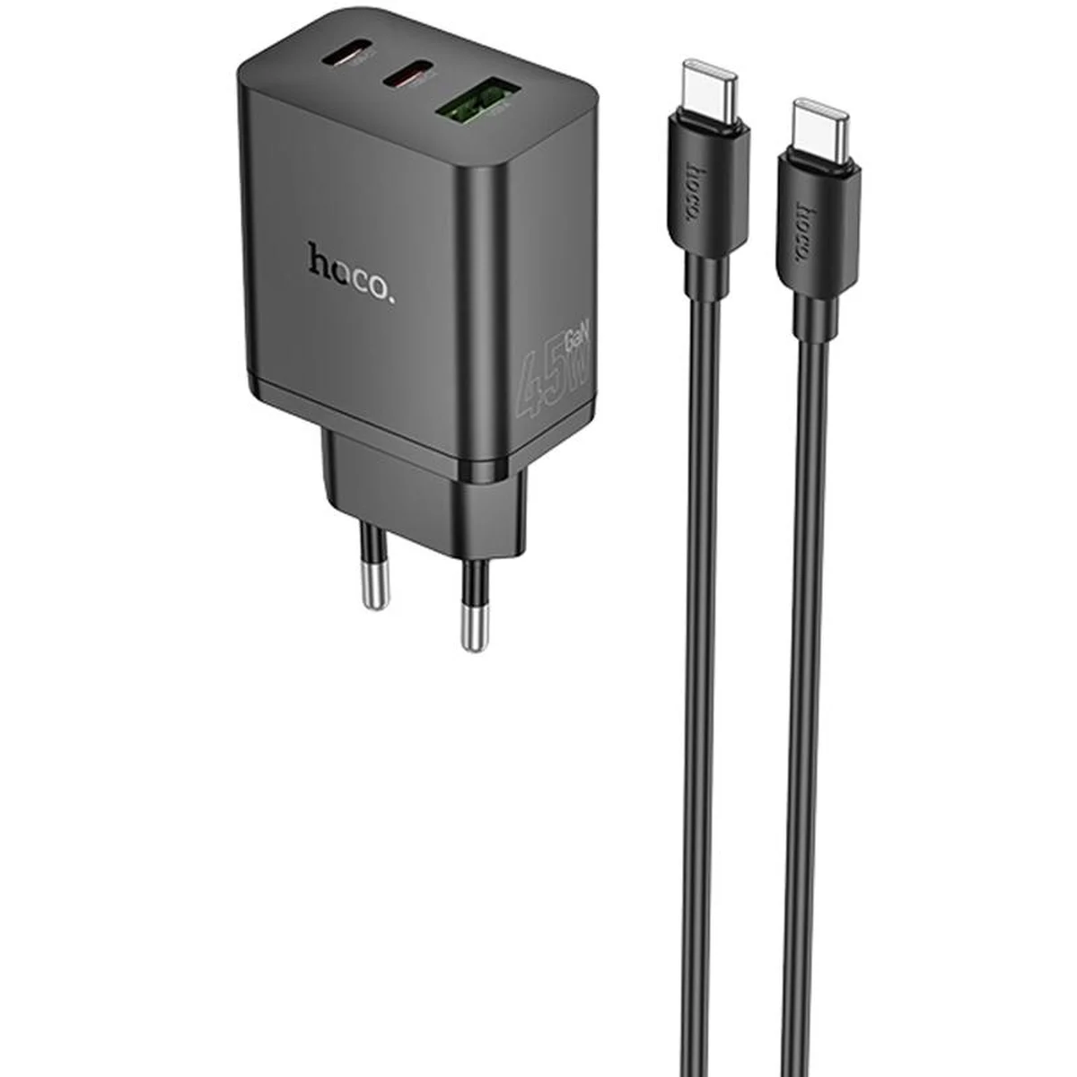 СЗУ Hoco N50 Scenery PD45W (1USB-A/2C) + кабель Type-C to Type-C Black