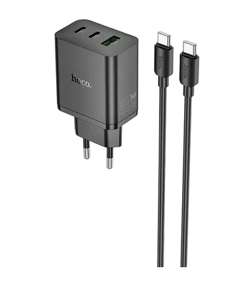 СЗУ Hoco N50 Scenery PD45W (1USB-A/2C) + кабель Type-C to Type-C Black