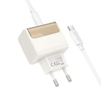 СЗУ Hoco CS73A Star Speed PD30W+QC3.0 (1USB-A/1C) + кабель Type-C to Type-C White