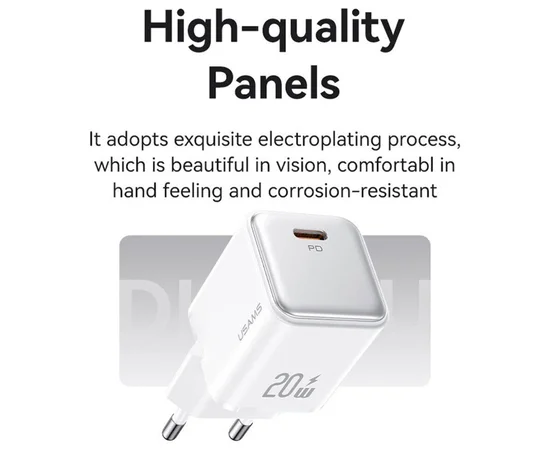 СЗУ Usams US-CC183 PD30W 1C + US-SJ610 Type-C to Lightning PD YX Series White