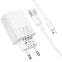 СЗУ Borofone BAS72A Source QC3.0 (1USB-A) + кабель USB to Type-C White